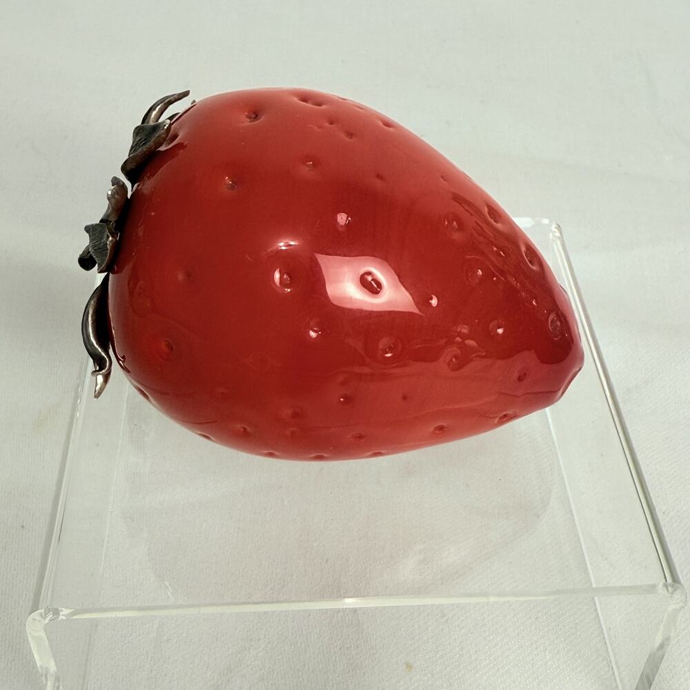 Vintage Red Strawberry Paperweight Signed Grant Rudolf 1984- 45